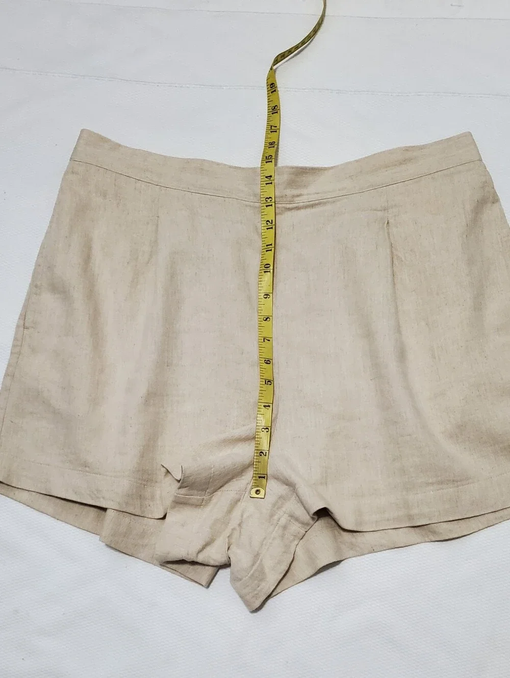 Madewell Clean Pull On Linen Blend Shorts Pleated Elastic Waist Tan Women XL